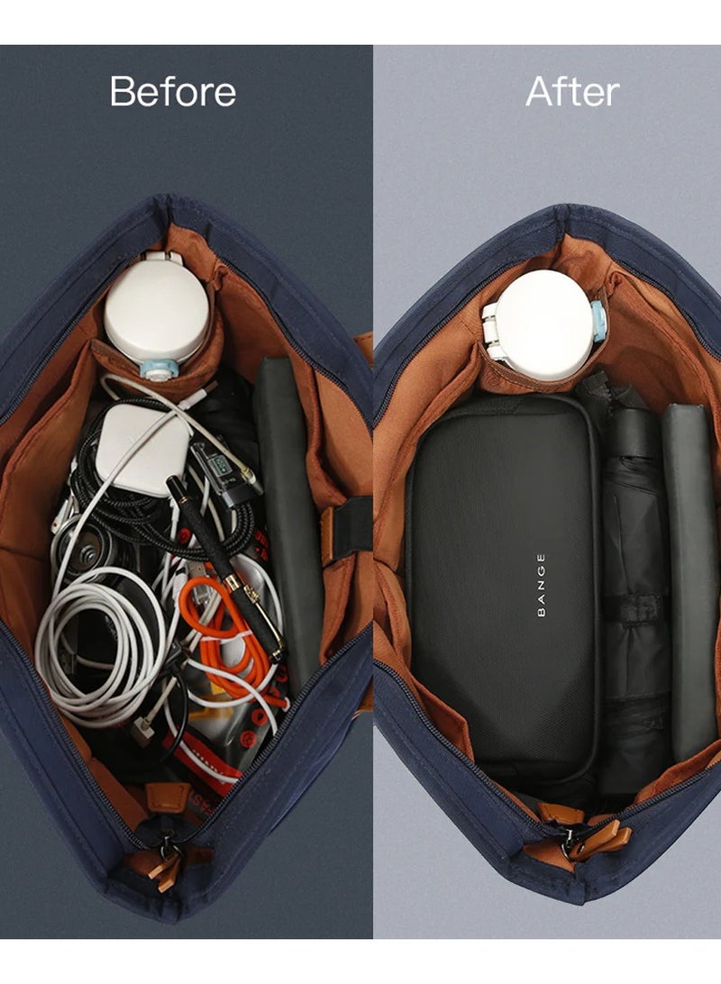 BANGE Portable Electronics Case for Travel – Electronic Accessories Organizer for Cables, Chargers, Hard Drives, SD Cards & More | Water-Resistant Shockproof Travel Storage - Blue - Image 4