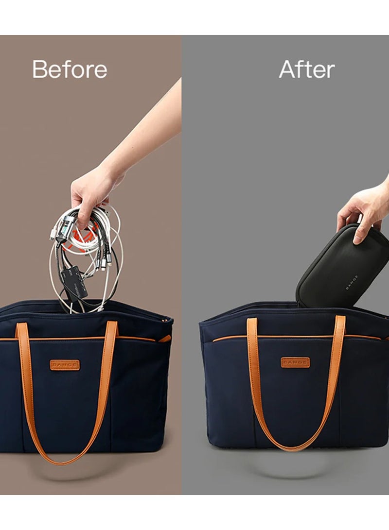 BANGE Portable Electronics Case for Travel – Electronic Accessories Organizer for Cables, Chargers, Hard Drives, SD Cards & More | Water-Resistant Shockproof Travel Storage - Blue - Image 2