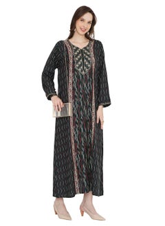 HANA & SARA UNIQUE THREAD EMBROIDERY WITH SMALL STONE WORK LONG VISCOSE ARABIC KAFTAN FARASHA DRESS  - Image 1
