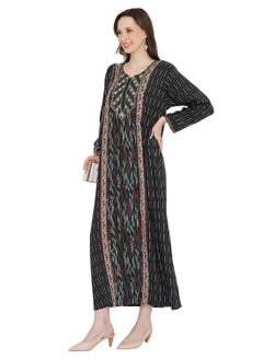 HANA & SARA UNIQUE THREAD EMBROIDERY WITH SMALL STONE WORK LONG VISCOSE ARABIC KAFTAN FARASHA DRESS  - Image 5