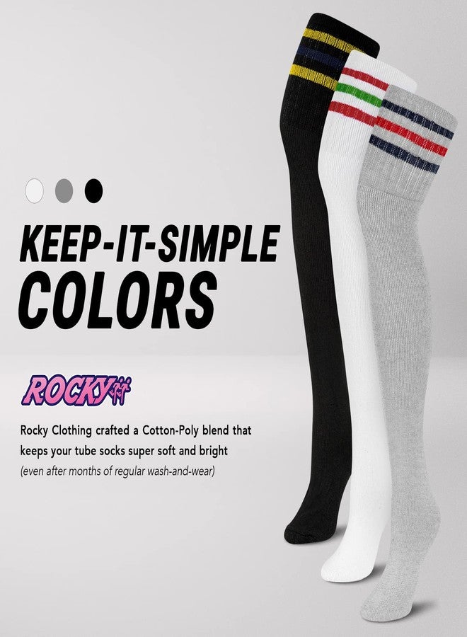 Rocky Women's Knee High Tube Socks (3 Pack) Size 9-10-13-18, White, Black, Gray - Image 3