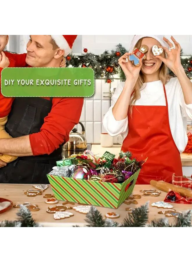 12 قطعة من علب الهدايا عيد الميلاد مع أغطية باللون الأحمر والأخضر ورقاقات الثلج والرنة وشجرة الصنوبر - Image 5