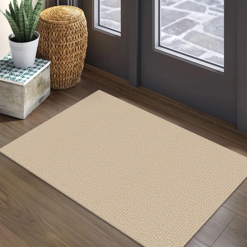 EARTHALL Washable Area Rug 2x3 Ft Non Slip Rugs for Entryway Braided Small Throw Rugs with Rubber Backing Door Mat Indoor Outdoor Entrance Rug for Kitchen Foyer Front Door, Golden Beige/White - Image 1