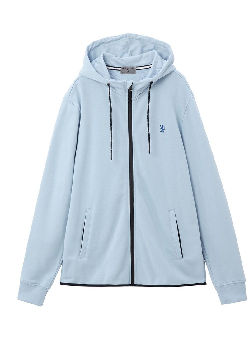 GIORDANO Men's Slim Fit French Terry Knit Hoodie Jacket - Image 1