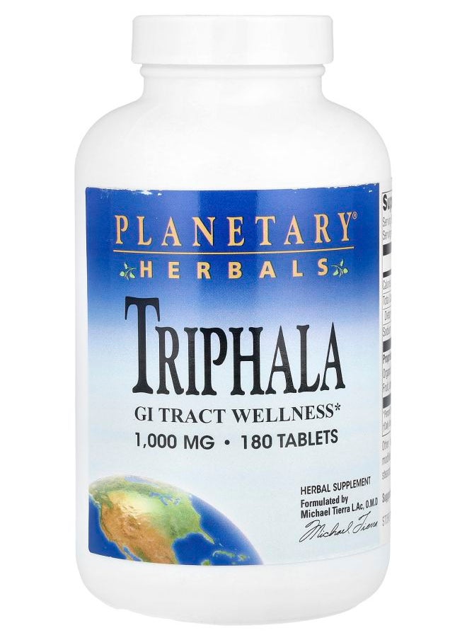 PLANETARY HERBALS Triphala 2000 mg 180 Tablets (1000 mg per Tablet) 