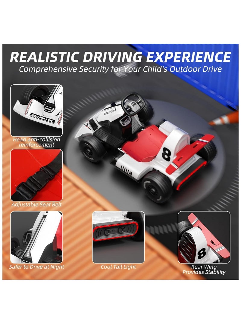 Generic - 12V Battery-Powered Electric Go Kart for Kids Ages  3-10 and Up-Electric Vehicle Car Racing Drift Car with Pedal,Bluetooth/FM,and Remote Control,Ideal for Boys and Girls (White). - Image 1