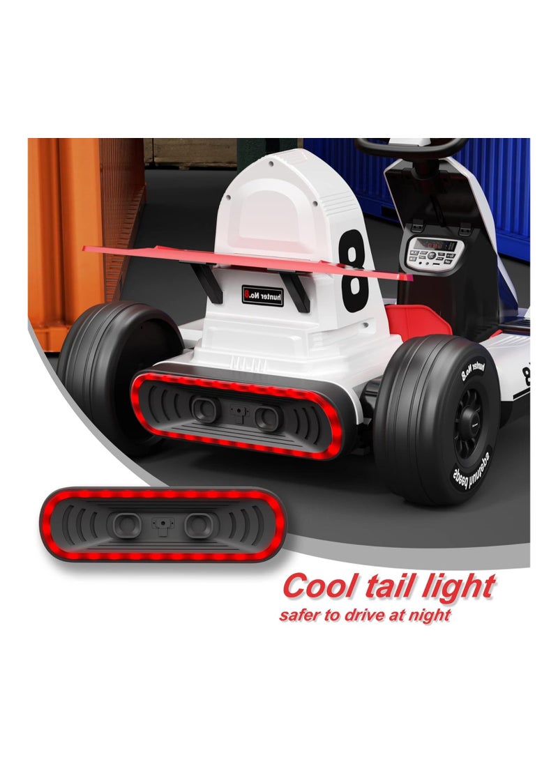 Generic - 12V Battery-Powered Electric Go Kart for Kids Ages  3-10 and Up-Electric Vehicle Car Racing Drift Car with Pedal,Bluetooth/FM,and Remote Control,Ideal for Boys and Girls (White). - Image 1
