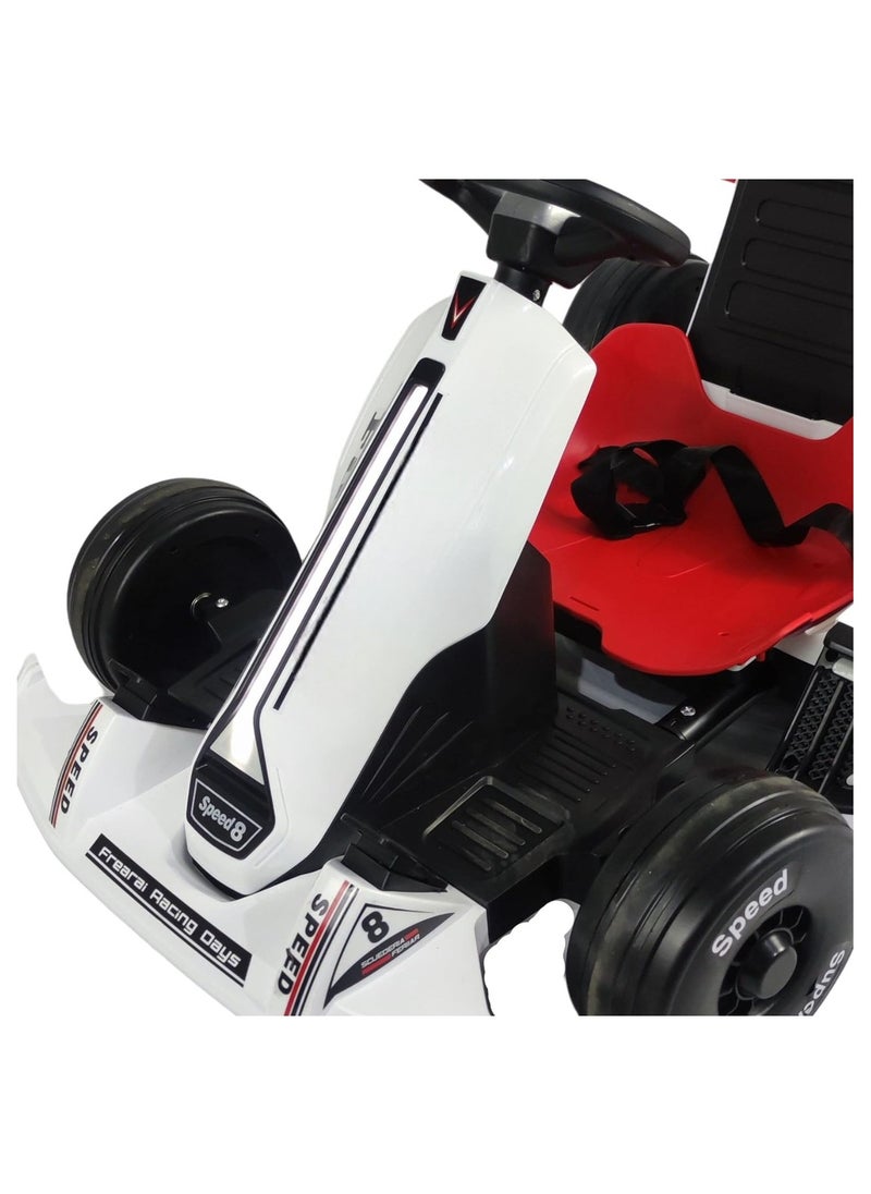 Generic - 12V Battery-Powered Electric Go Kart for Kids Ages  3-10 and Up-Electric Vehicle Car Racing Drift Car with Pedal,Bluetooth/FM,and Remote Control,Ideal for Boys and Girls (White). - Image 1
