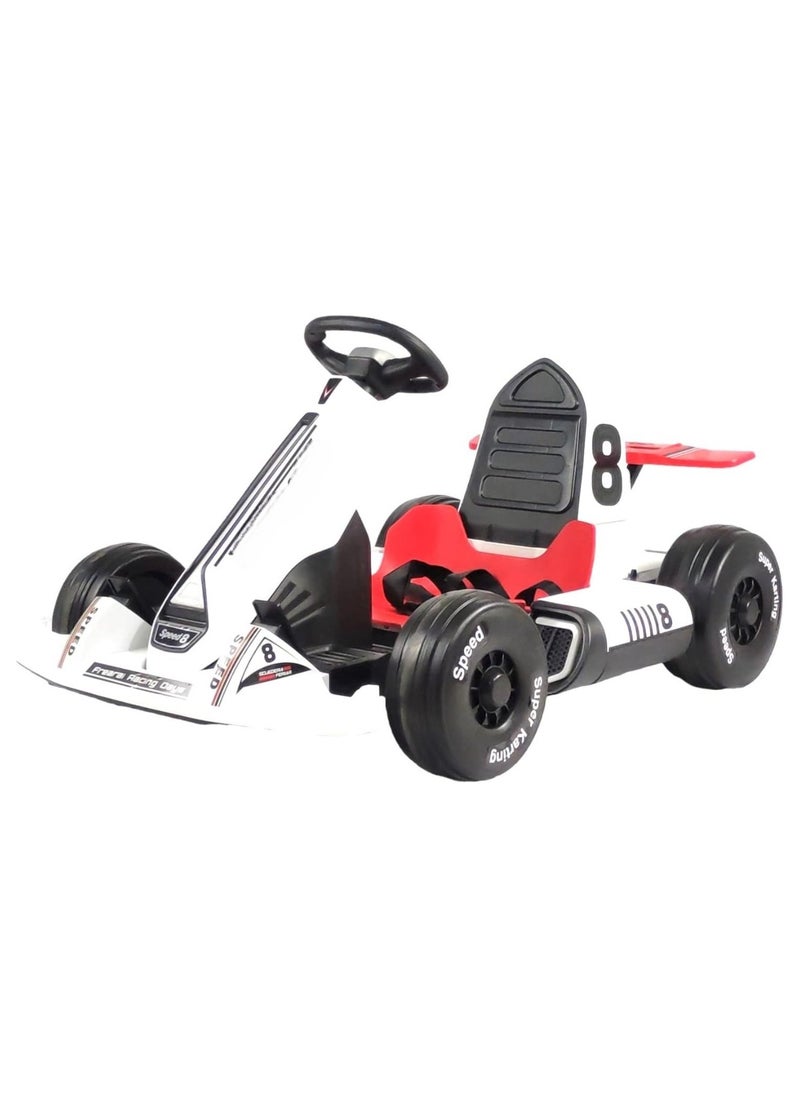 Generic - 12V Battery-Powered Electric Go Kart for Kids Ages  3-10 and Up-Electric Vehicle Car Racing Drift Car with Pedal,Bluetooth/FM,and Remote Control,Ideal for Boys and Girls (White). - Image 1