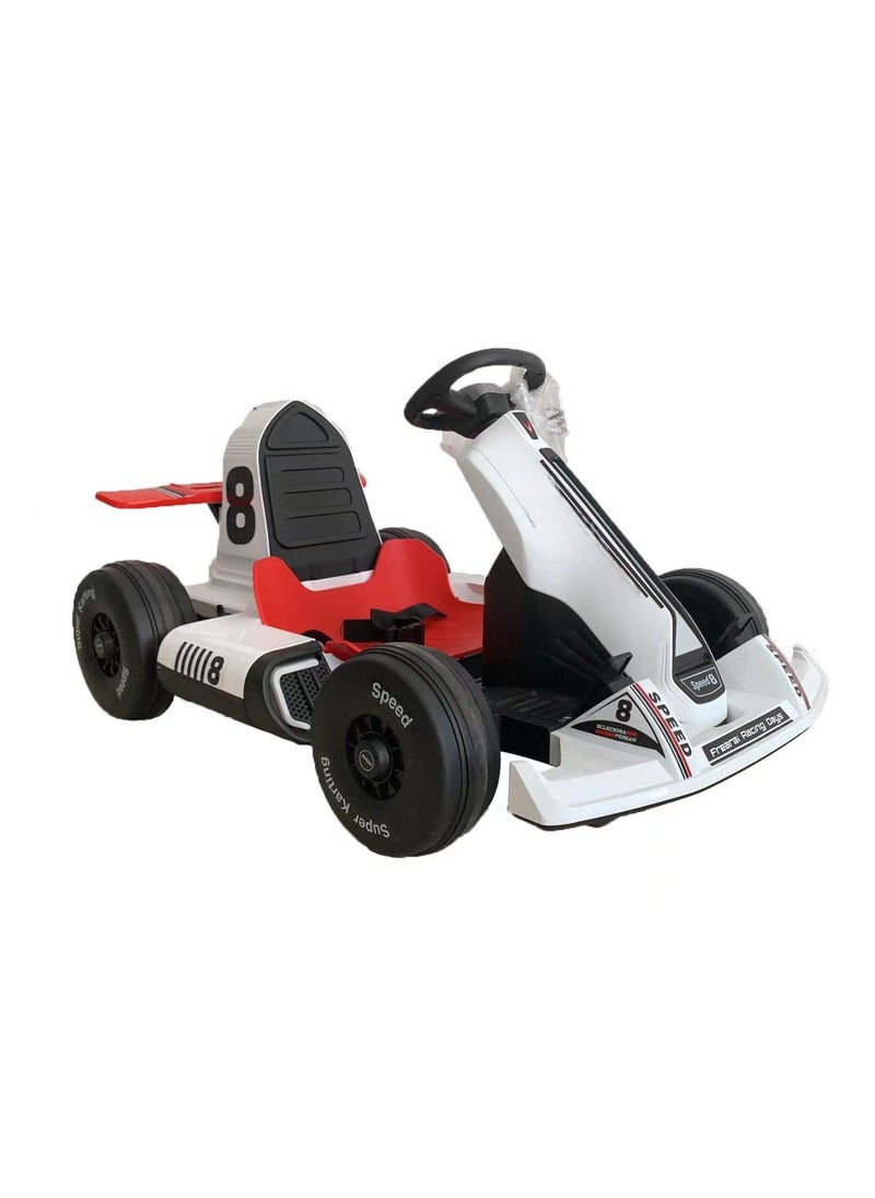 Generic - 12V Battery-Powered Electric Go Kart for Kids Ages  3-10 and Up-Electric Vehicle Car Racing Drift Car with Pedal,Bluetooth/FM,and Remote Control,Ideal for Boys and Girls (White). - Image 1
