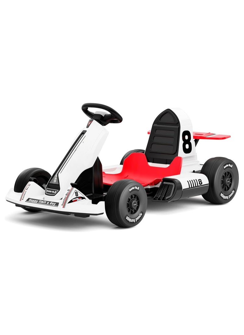 Generic - 12V Battery-Powered Electric Go Kart for Kids Ages  3-10 and Up-Electric Vehicle Car Racing Drift Car with Pedal,Bluetooth/FM,and Remote Control,Ideal for Boys and Girls (White). - Image 1