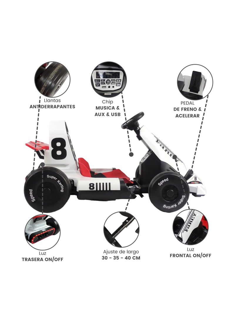 Generic - 12V Battery-Powered Electric Go Kart for Kids Ages  3-10 and Up-Electric Vehicle Car Racing Drift Car with Pedal,Bluetooth/FM,and Remote Control,Ideal for Boys and Girls (White). - Image 1