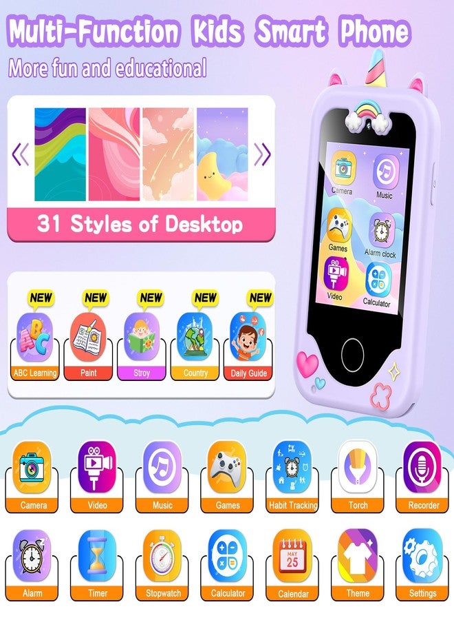 WEOLULI Kids Smart Phone Gifts Toys for Girls Boys Age 3-8,Toddler Learning Toys with Educational Games, 3 4 5 7 8 9 6 8 9 Year Old Girl Birthday Gift Ideas-Purple - Image 2