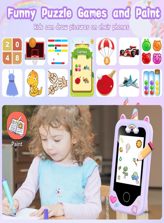 WEOLULI Kids Smart Phone Gifts Toys for Girls Boys Age 3-8,Toddler Learning Toys with Educational Games, 3 4 5 7 8 9 6 8 9 Year Old Girl Birthday Gift Ideas-Purple - Image 3