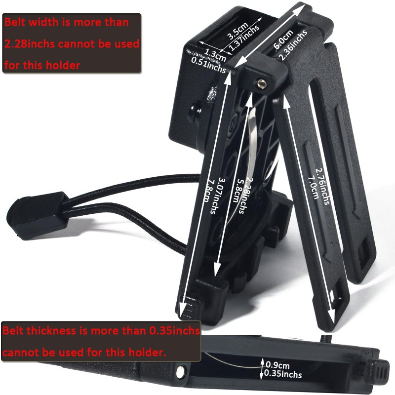 HYS Tactical MOLLE Holder for Belt, Vest, or Pack, Walkie Talkie Holder with Belt Clip Mount Base, Heavy-Duty Secure Hold with Quick-Release Buckle for Baofeng UV-5R Motorola & Kenwood HT Radio - Image 2