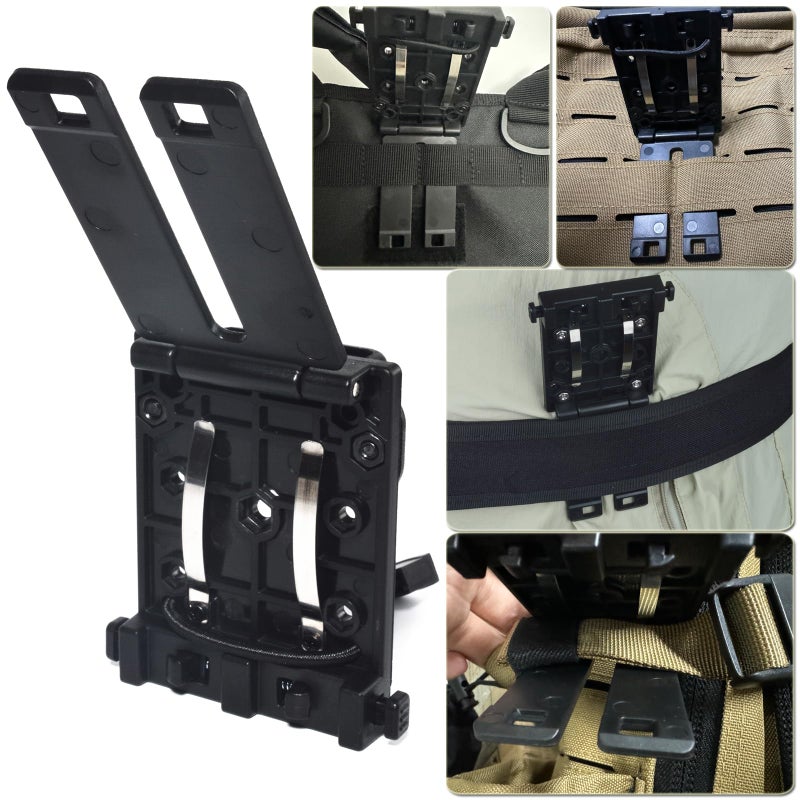 HYS Tactical MOLLE Holder for Belt, Vest, or Pack, Walkie Talkie Holder with Belt Clip Mount Base, Heavy-Duty Secure Hold with Quick-Release Buckle for Baofeng UV-5R Motorola & Kenwood HT Radio - Image 5