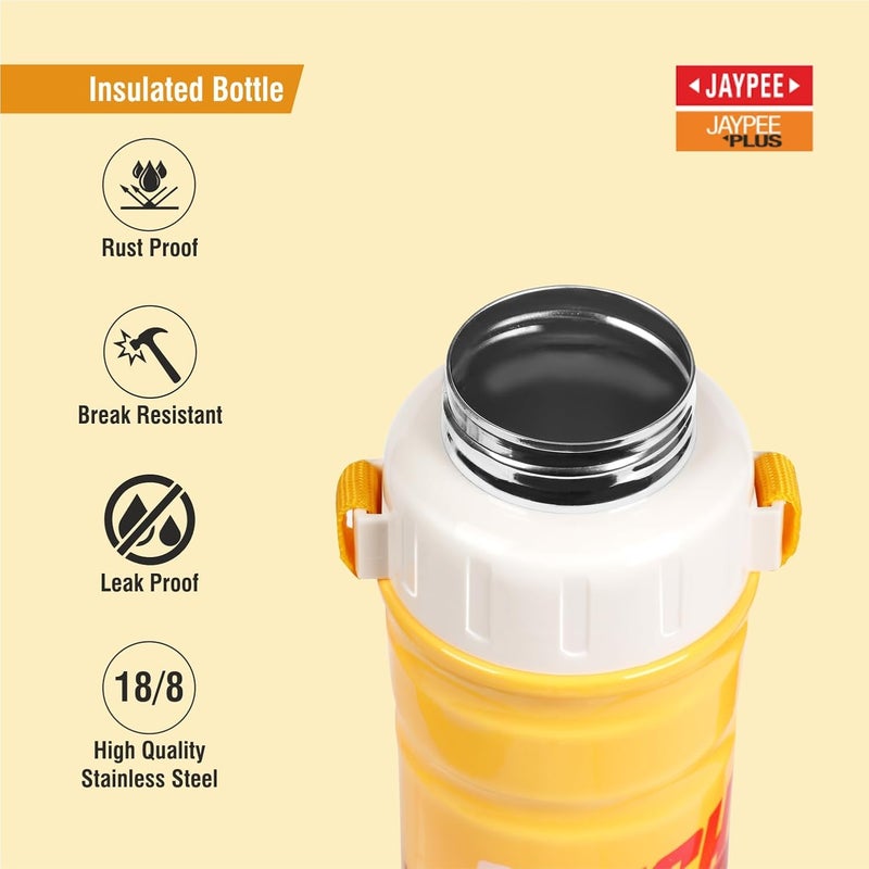 JAYPEE زجاجة ماء معزولة من الفولاذ المقاوم للصدأ JAYPEE سعة 500 مل مع غطاء قابل للفتح، أبطال مارفل الخارقين باللون الأصفر، مانعة للتسرب، خالية من BPA، درجة غذائية، زجاجة مدرسية، زجاجة نزهة وزجاجة شرب للأطفال - Image 4