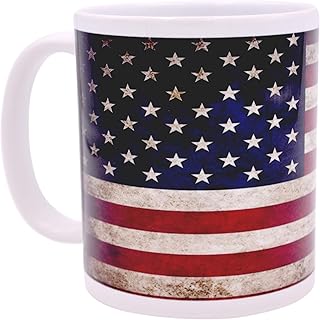 Rogue River Tactical Patriotic USA Flag Coffee Mug Novelty Cup Gift America Rustic Tattered Distressed United States of - Image 1