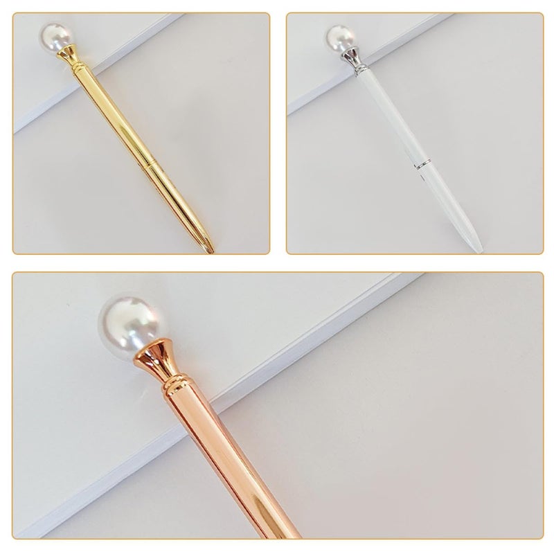 Metal Ballpoint Pens 5 Pack Pearl Finish Ergonomic Multi Tone Gold Silver Rose Gold Black White - Image 4