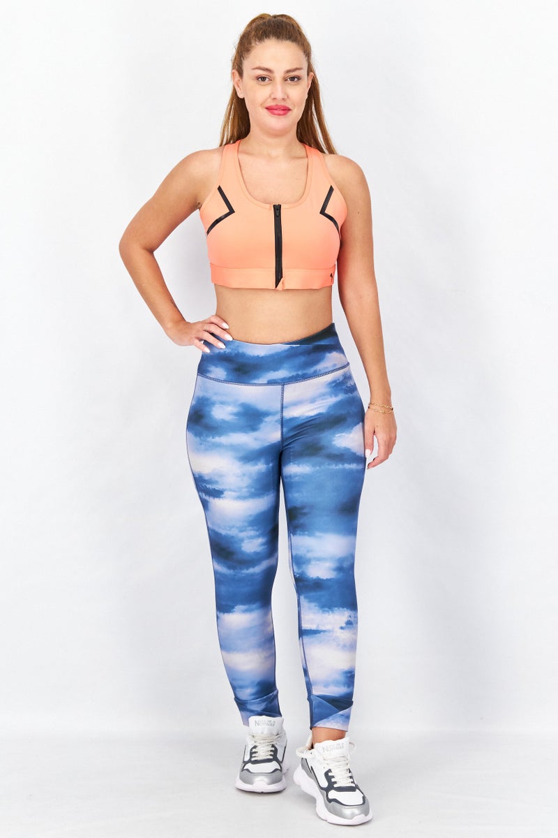 PUMA Women High Impact Front Zip Sports Bra, Orange - Image 3