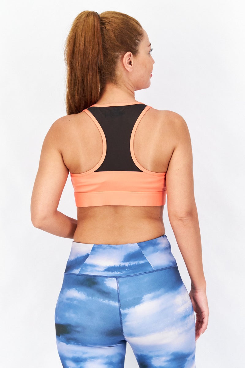 PUMA Women High Impact Front Zip Sports Bra, Orange - Image 2