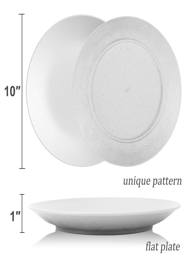 Wrova Wheat Straw Dinner Plates 10 Inch Unbreakable Set of 8 - Dishwasher & Microwave Safe Plastic Plates Reusable - Lightweight Plates for kitchen,camping,picnic,R.V. - White - Image 3