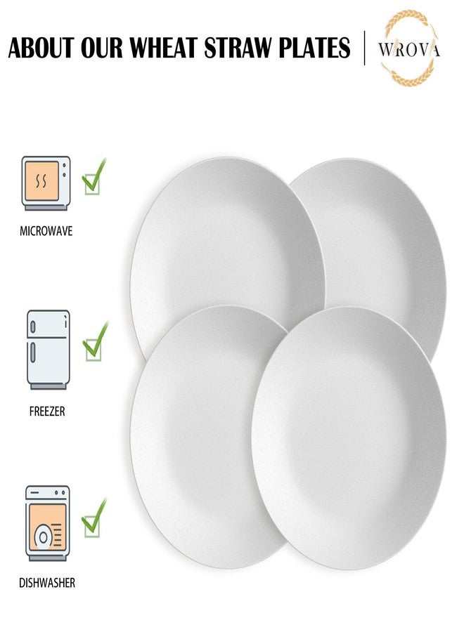 Wrova Wheat Straw Dinner Plates 10 Inch Unbreakable Set of 8 - Dishwasher & Microwave Safe Plastic Plates Reusable - Lightweight Plates for kitchen,camping,picnic,R.V. - White - Image 5