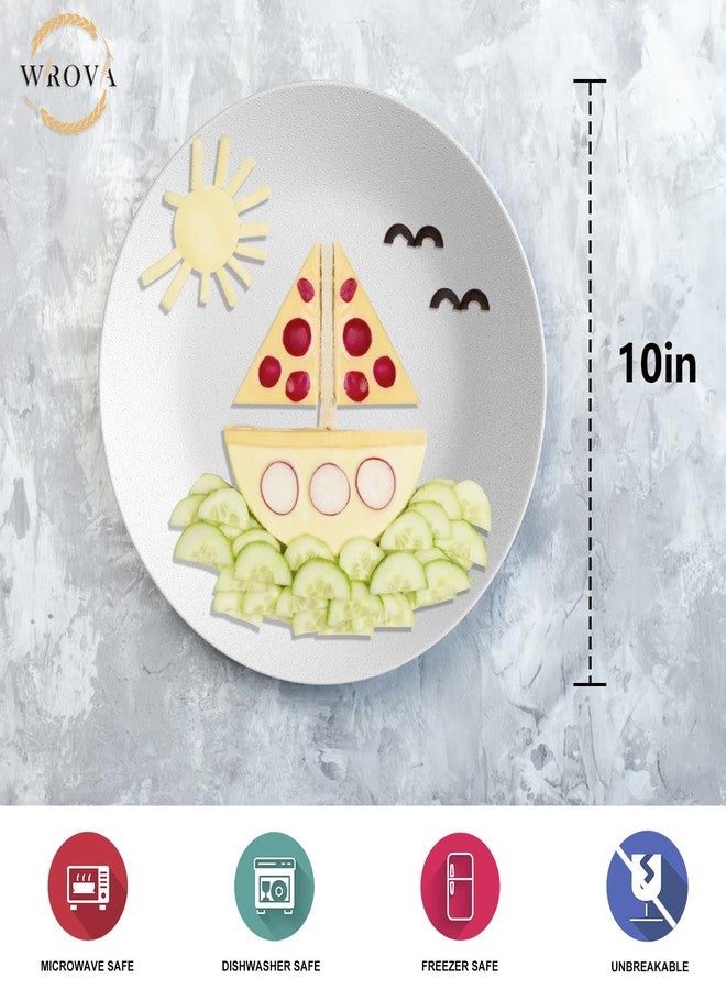 Wrova Wheat Straw Dinner Plates 10 Inch Unbreakable Set of 8 - Dishwasher & Microwave Safe Plastic Plates Reusable - Lightweight Plates for kitchen,camping,picnic,R.V. - White - Image 2