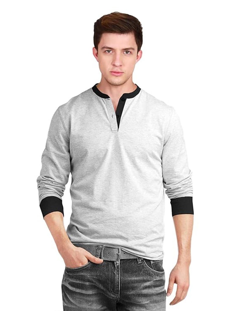 Fanideaz Men's Regular Fit T-Shirt (FAHN0266EM_L_Grey, Ecro Melange_L) - Image 2