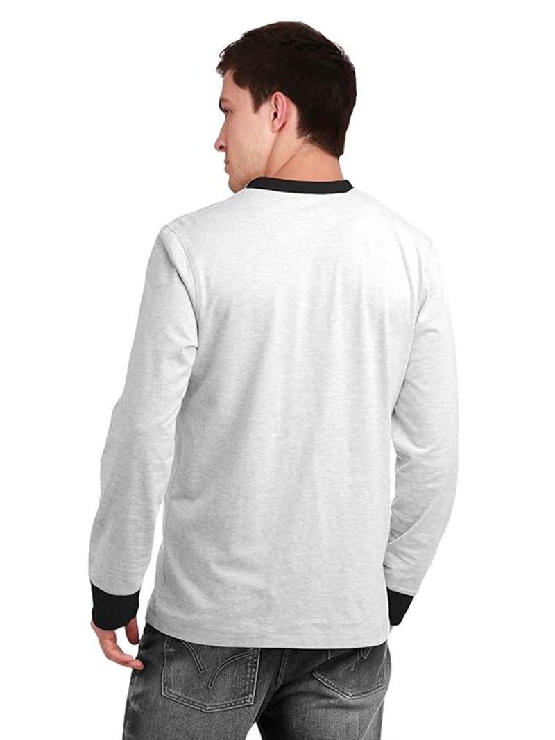 Fanideaz Men's Regular Fit T-Shirt (FAHN0266EM_L_Grey, Ecro Melange_L) - Image 3