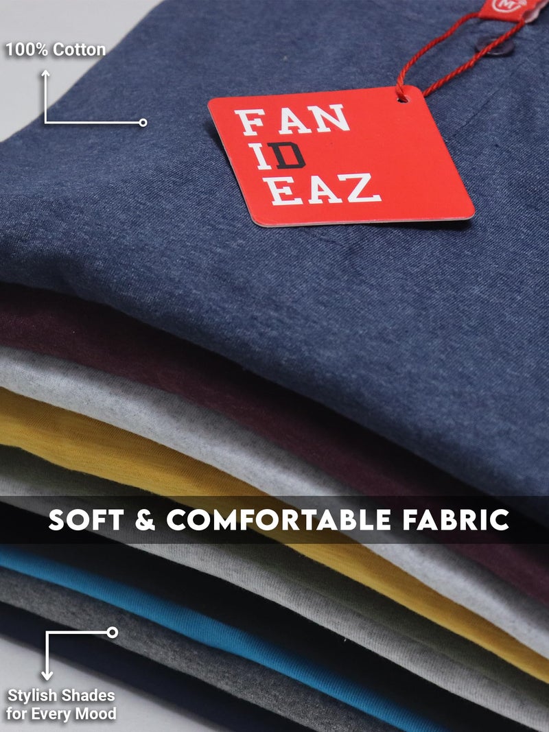 Fanideaz Men's Regular Fit T-Shirt (FAHN0266EM_L_Grey, Ecro Melange_L) - Image 5