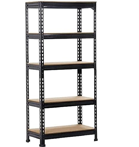 VISHVA 72 36 12 Inches 5 Shelves Black Matte Finish Adjustable Shelving Unit Storage Utility Display Rack and Shelf Steel Boltless Rivet Rack 