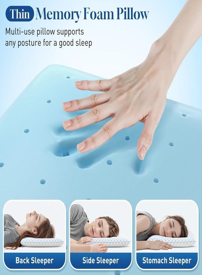CloudBliss 2.75” Ultra Thin Pillows for Side | Back | Stomach Sleepers, Memory Foam Flat Pillow, Low Profile Sleeper Pillows with Double Sided Comfortable Breathable Pillow Cover, Standard - Image 5