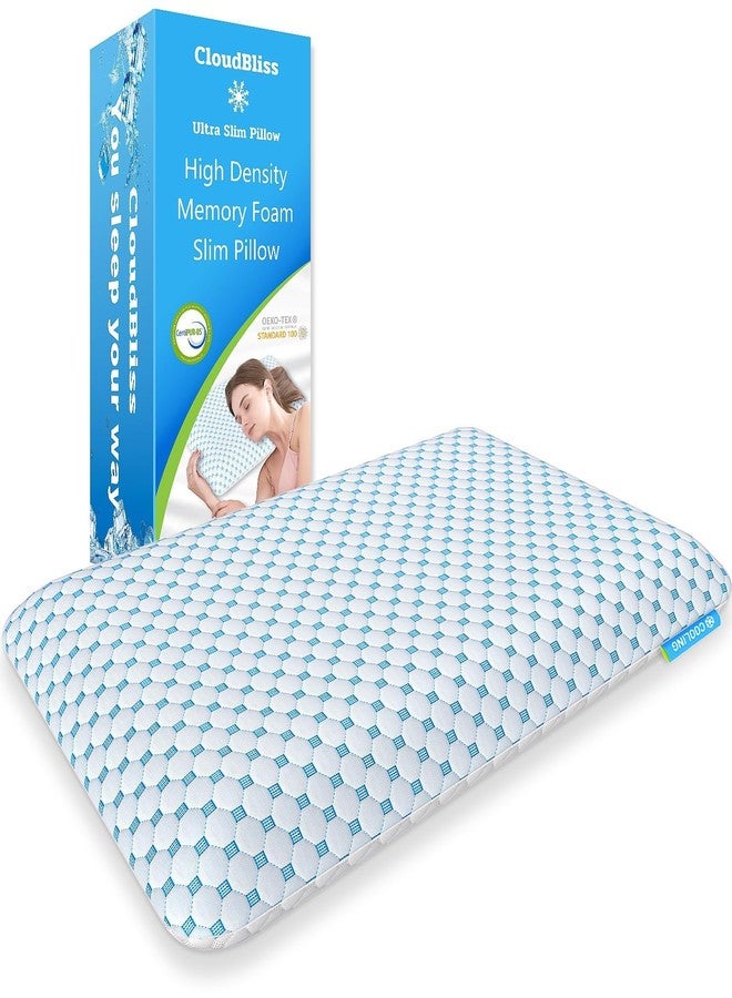 CloudBliss 2.75” Ultra Thin Pillows for Side | Back | Stomach Sleepers, Memory Foam Flat Pillow, Low Profile Sleeper Pillows with Double Sided Comfortable Breathable Pillow Cover, Standard - Image 1