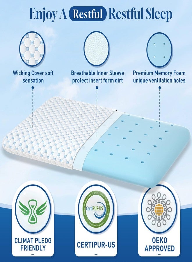 CloudBliss 2.75” Ultra Thin Pillows for Side | Back | Stomach Sleepers, Memory Foam Flat Pillow, Low Profile Sleeper Pillows with Double Sided Comfortable Breathable Pillow Cover, Standard - Image 4