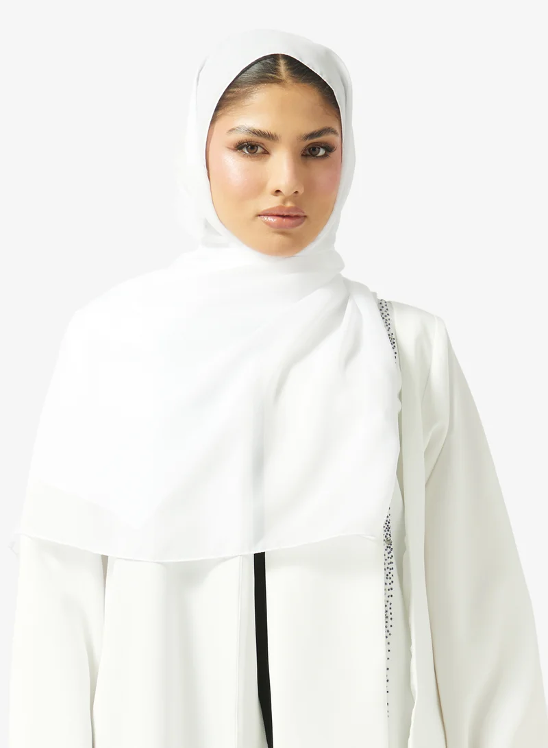 hayas closet  Embellished Open Front V Neck Abaya for Women | Best Price UAE