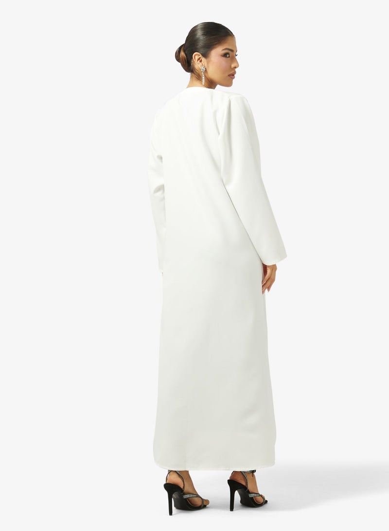 hayas closet Embellished Open Front V Neck Abaya - Image 3
