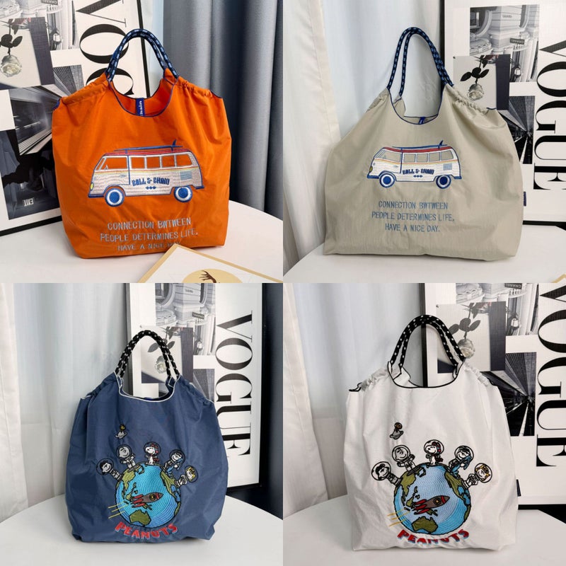 Japanese Ballchain Car Embroidered Shopping Bag Large Capacity Nylon Environmental Protection Bag Portable Shoulder Messenger Bag - Image 2