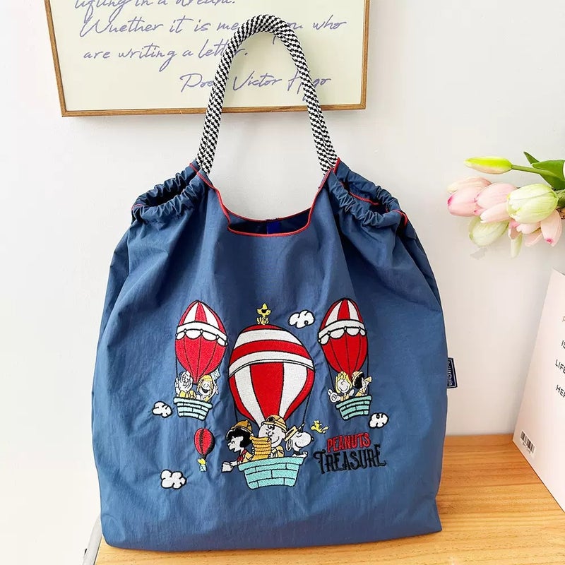 Japanese Ballchain Car Embroidered Shopping Bag Large Capacity Nylon Environmental Protection Bag Portable Shoulder Messenger Bag - Image 1