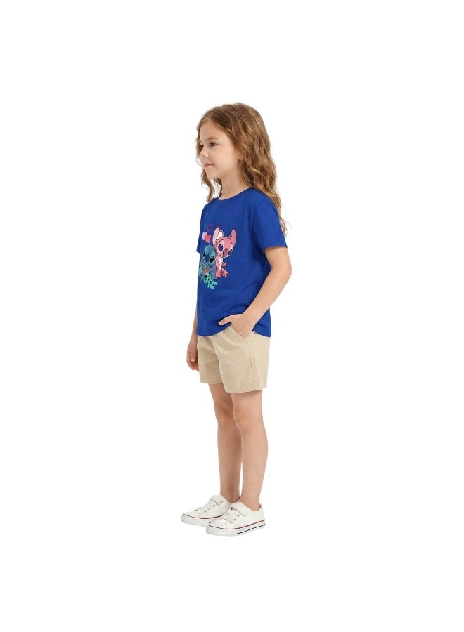 Bidani Girls Stitch Alien Cartoon  T-Shirt-Blue - Image 3
