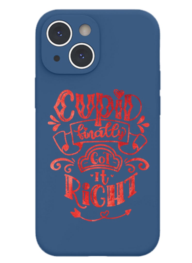 Theodor Protective Slim Fit Case Liquid Silicone Cover with Full Body Protection Anti-Scratch Shockproof Case For iPhone 14 Blue  - Cute Cat Birthday - Image 1