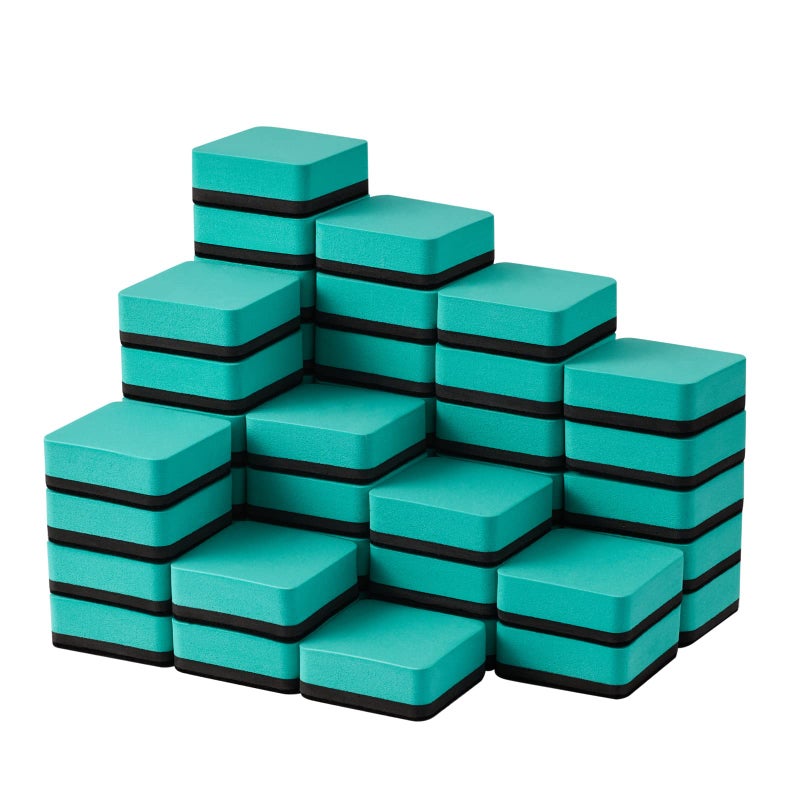 favide Favourde 48 Pack Magnetic Whiteboard Dry Erase Erasers Chalkboard Cleansers for Classroom, Home and Office (Green, 1.97 x 1.97 Inch) - Image 1