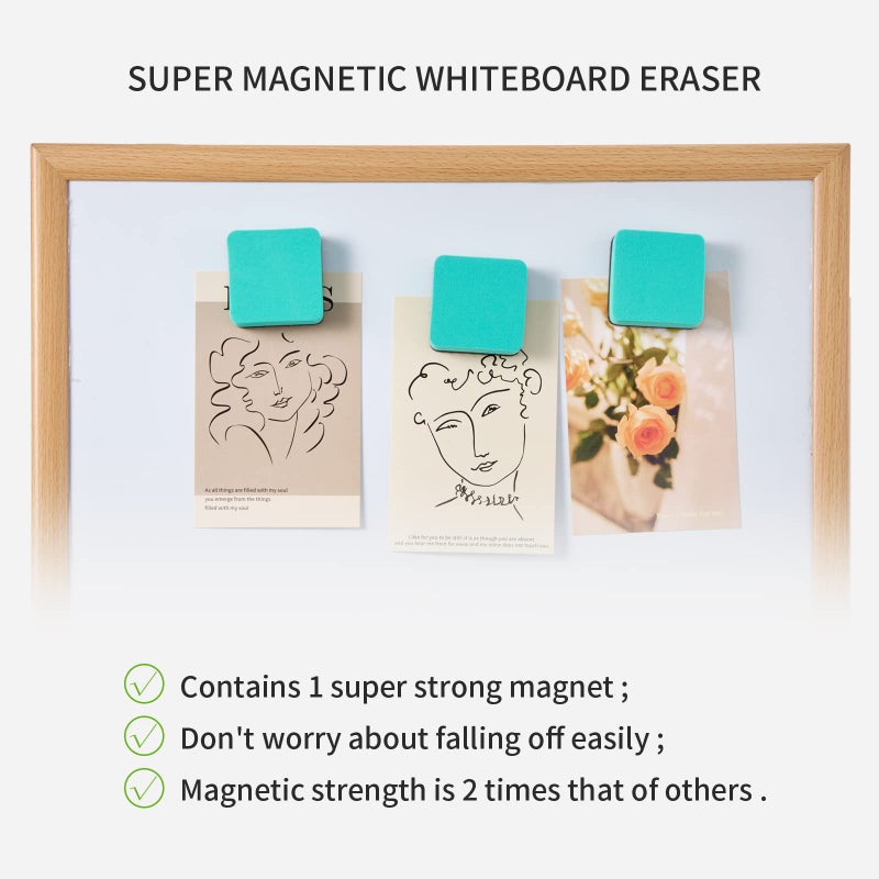 favide Favourde 48 Pack Magnetic Whiteboard Dry Erase Erasers Chalkboard Cleansers for Classroom, Home and Office (Green, 1.97 x 1.97 Inch) - Image 5