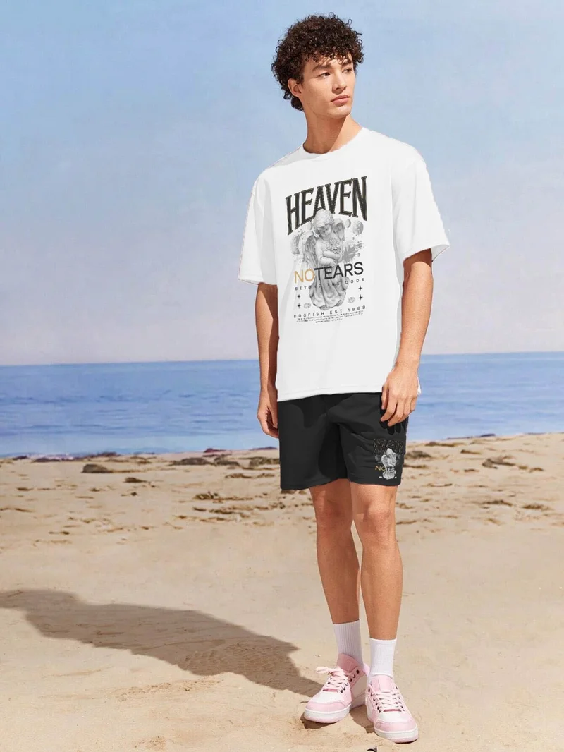 DogFish Lover Couple Combination T-Shirt-Shorts Die Printed Oversize Brown