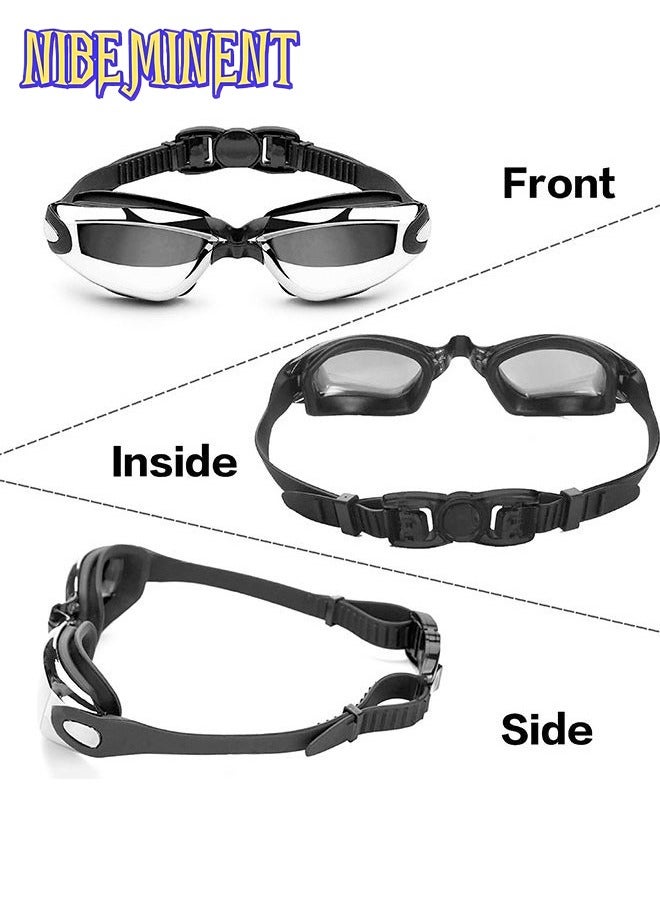 NIBEMINENT 5 Pieces Adjustable Swimming Goggles Sets Anti-Leak, Anti-Fog,with Swimming Cap,Nose Clip Ear Plugs,Waterproof Bag Case , Suitable for Adult Men ,Women ,Teenagers,Beginners, Professionals - Image 2