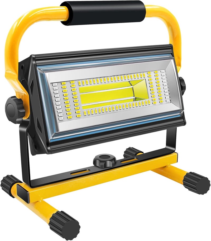 Tresda Store 100W COB Rechargeable Work Light, 7000LM Cordless LED Work Lights, Waterproof Portable Flood Light with Stand for Outdoor Camping, Hiking, Garage, Car Repairing, Workshop Job Site Lighting - Image 1