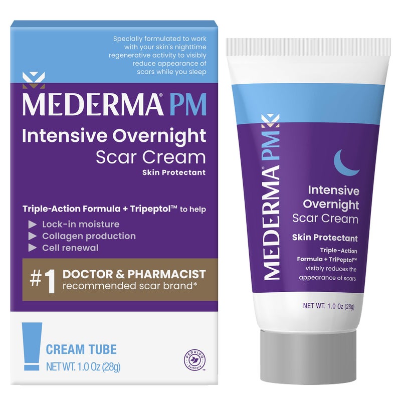 Mederma PM Intensive Overnight Scar Cream Works with Skins Nighttime Regenerative Activity Clinically Shown to Make Scars Smaller and Less Visible 10 Oz 28g