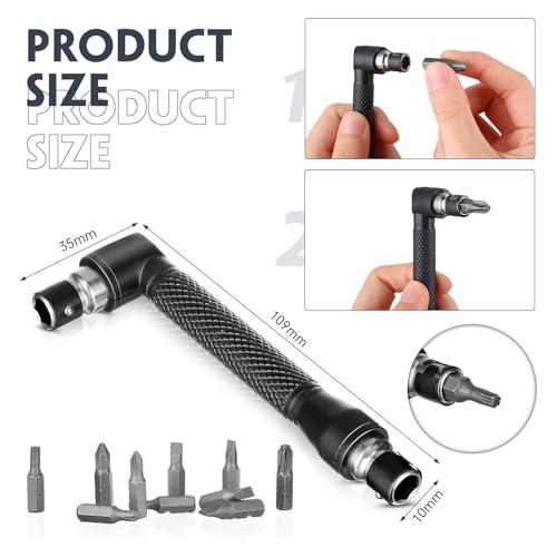 Fruholt 17 Pcs Flexible Drill Bit Extension 105 Degree Right Angle Drill Adapter,360° Rotatable 1/4 3/8 1/2" Impact Grade Socket Adapter Set,90° Angled Bits,Super Bit Shaft Extension Bits,Screwdriver Bit Set - Image 4