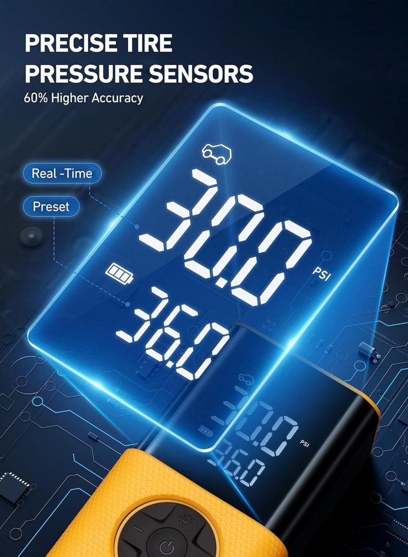 AstroAI Tire Inflator L7S Portable Air Compressor Cordless Bike Pump with Digital Dual Values Display, 150 PSI Car Tires Pump with LED Lights Air Pump for Cars, Motorcycles, Bikes, Balls - Image 4