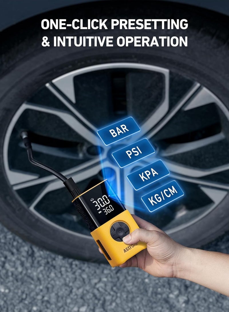 AstroAI Tire Inflator L7S Portable Air Compressor Cordless Bike Pump with Digital Dual Values Display, 150 PSI Car Tires Pump with LED Lights Air Pump for Cars, Motorcycles, Bikes, Balls - Image 3